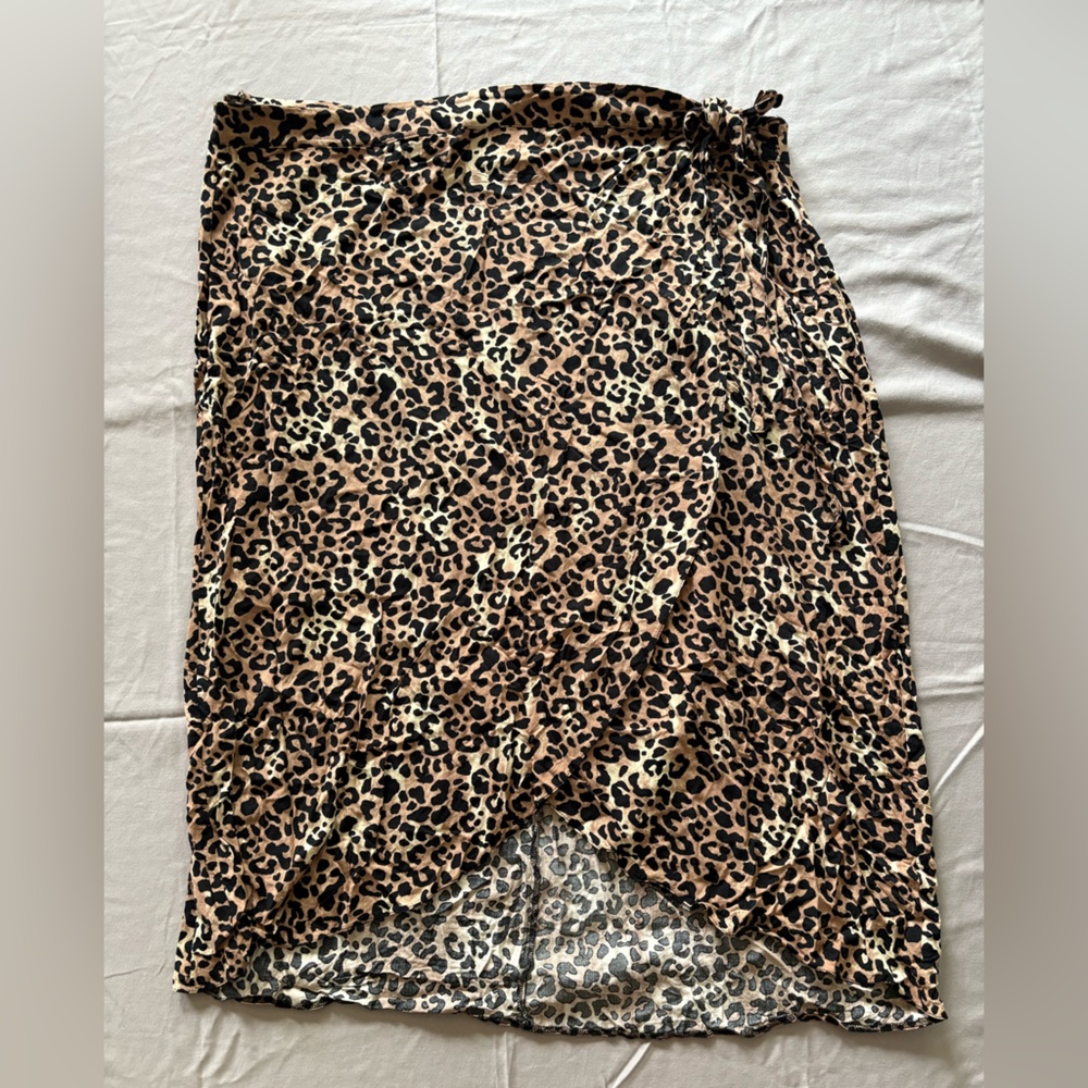 New Look Curves Women’s Size 24 Brown & Black Leopard Print Midi Skirt
